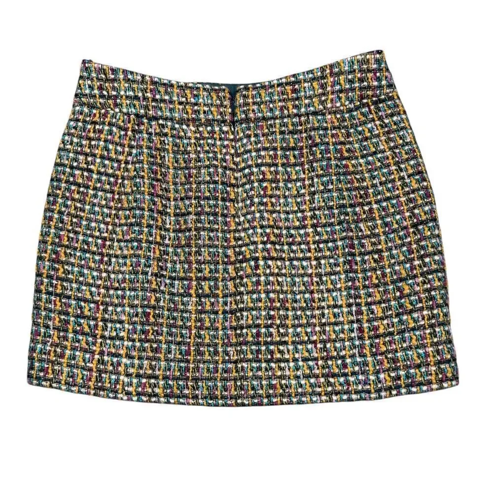 J.Crew Multicolor Tweed Zip Pocket Mini Skirt Size 2